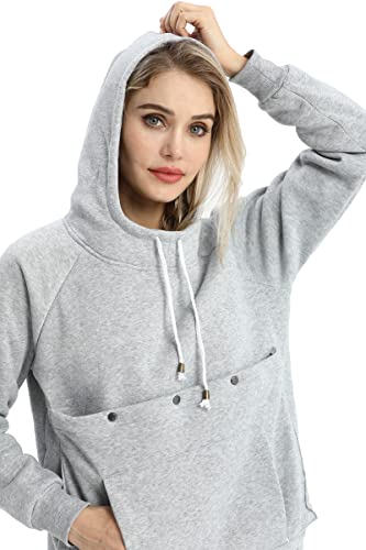 LINYUCHEN Kapuzenpullover für Katzen und Hunde, Welpen, Kätzchen, große Haustiertasche, Pullover, Top, Unisex, Känguru-Kapuzenpullover, Hellgrau, Small