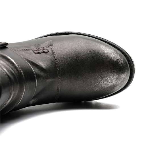 Image of GLOBALWIN Lace up Mid Calf Motorcycle Fashion Festival Boots Combat Riding Military Boots for Women