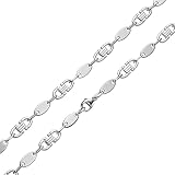 Plattenkette 8mm 925 Silber massiv - Länge Wählbar - Collier Halskette oder Armband - Plättchenkette - Steigbügelkette (60)