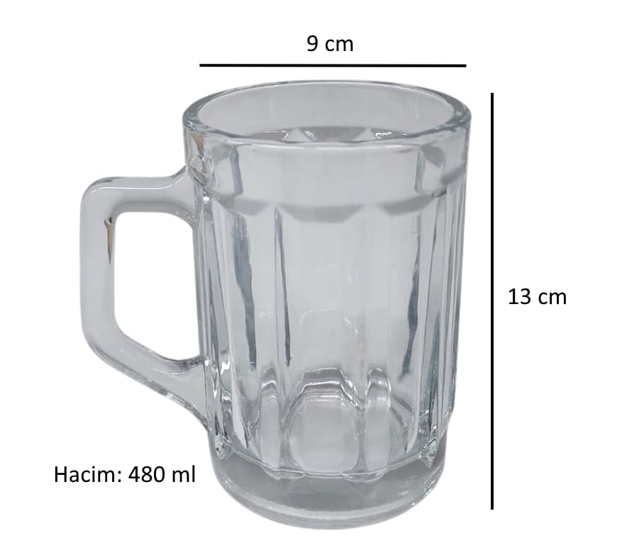 ODİ HOME Orta Boy Bira Bardağı Kulplu Cam Bira Bardağı 480 ml