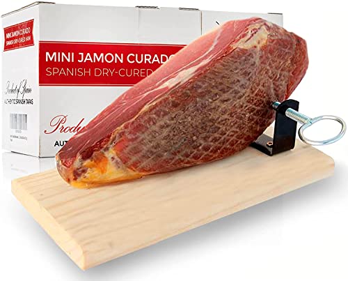 Serrano Schinken gereift ohne Knochen 1 KG - Mini Spanischer Schinken Jamonprive (SCHINKENHALTER UND MESSER NICHT ENTHALTEN)