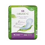 Organyc 100% Organic Cotton Inside and Out Incontinence Pads for Bladder Leaks, FSA/HSA Eligible, Maximum Flow, 16 Count
