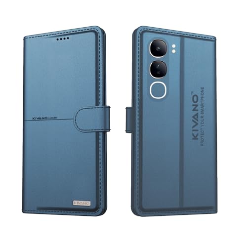 Image of Compatible with Vivo Y300 5G Flip Cover | Leather Finish | Inside Pockets & Inbuilt Stand | Shockproof Wallet Style Magnetic Closure Back Cover Case