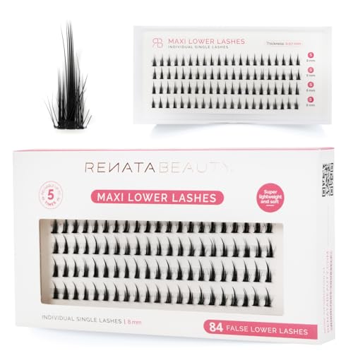 Renata Beauty Maxi Faux Cils Inférieurs - Multipack de 84 pièces, Longueur Uniforme de 8mm, Renforcement Dramatique Sous les Yeux, Application Facile,...