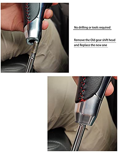 Microck Leather Automatic Gear Shift Knob Shifter Replacement For Toyota 4Runner 2010-2022, For 2016-2021 Toyota Tacoma, For Tundra 2007-2021, Abs Carbon Fiber, 1Pc #TOP2