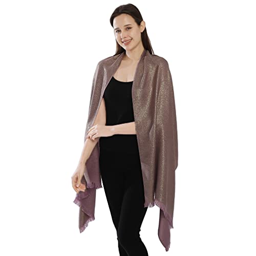 Image of LMVERNA Women's Sparkling Metallic Soft Pashmina Shawls and Wraps Scarf in Solid Colors