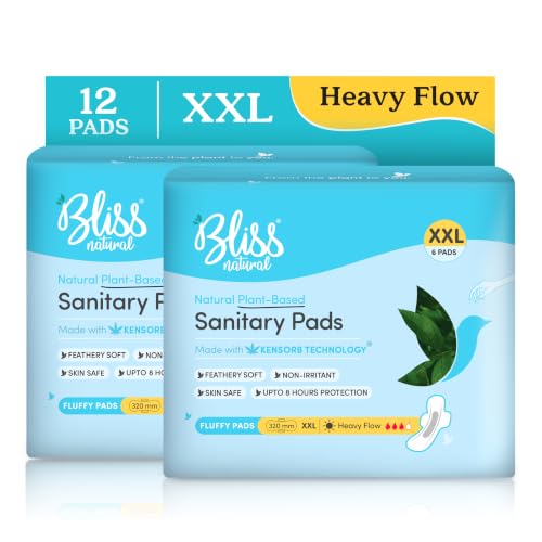 Image of BLISSNATURAL Ultra Soft Sanitary Pads XXL | 12 Pads (2 Pack of 6)