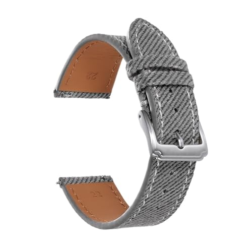 Cong Yi ���B���e�[�W�f�j���E�H�b�`�X�g���b�v �X�e�b�`���U�[�o���h 18mm 20mm 22mm �N�C�b�N�����[�X �X�}�[�g�E�H�b�`�u���X���b�g �u���E�� ���X�g�o���h(Grey-silver,20mm)