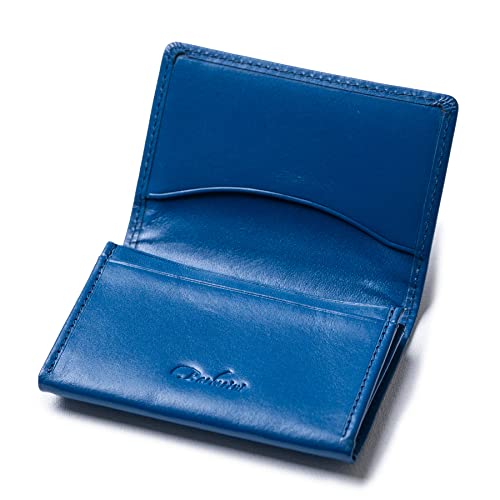 [BARBERINI] 名刺入れ メンズ レディース 本革 大容量 取り出しやすい イタリアンレザー 仕切り付き 牛革 (ロイヤルブルー)