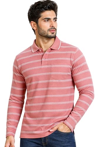 Image of SANE ORIGINALS Full Sleeves Textured Polo Tshirt for Men with Pocket || Long Sleeves Collar and Pocket T-Shirt for Men