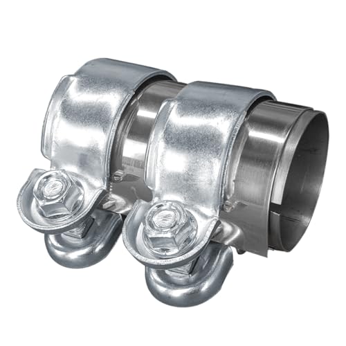 2 Inch Automotive Exhaust Clamp Stainless Steel Butt Joint Bolts Band Flanges Clamp Assembly Universal Tube Connector Sleeve Coupler for Muffler
