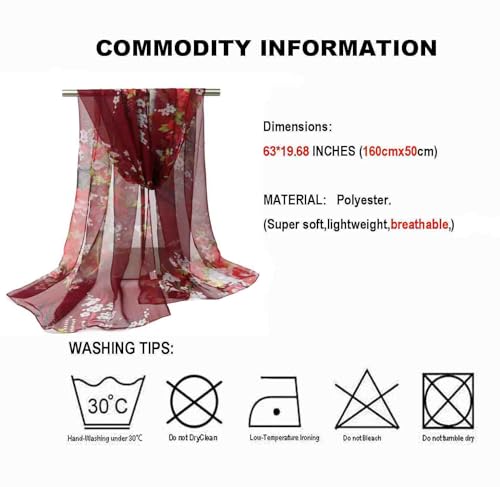 Image of Acotavie Scarfs for Women Lightweight Fashion Scarves Print Floral Pattern Scarf Shawl Wraps