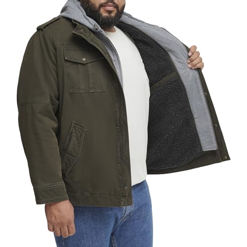 Image of Levi's Men's Washed Cotton Hooded Military Jacket (Regular & Big & Tall Sizes)