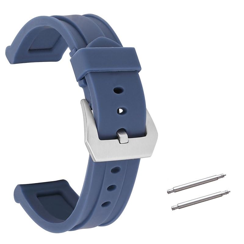 Bracelet de montre à dégagement rapide bleu en silicone souple haute densité