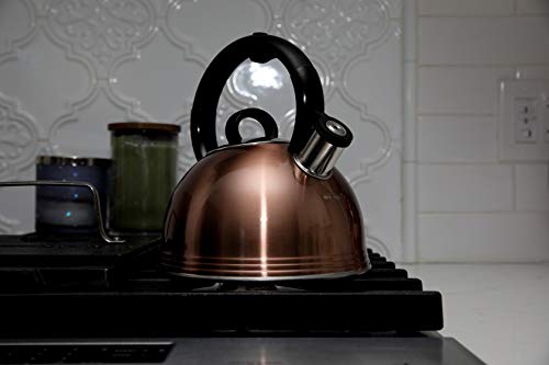 Copco Stainless Steel 2.1 Quart Whistling Tea Kettle, Glossy Copper Finish