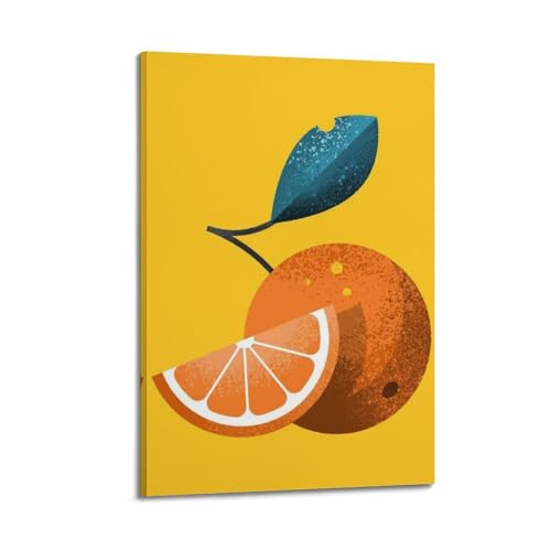 Toile mandarine contrastée 20x30 cm avec cadre pour décoration murale moderne