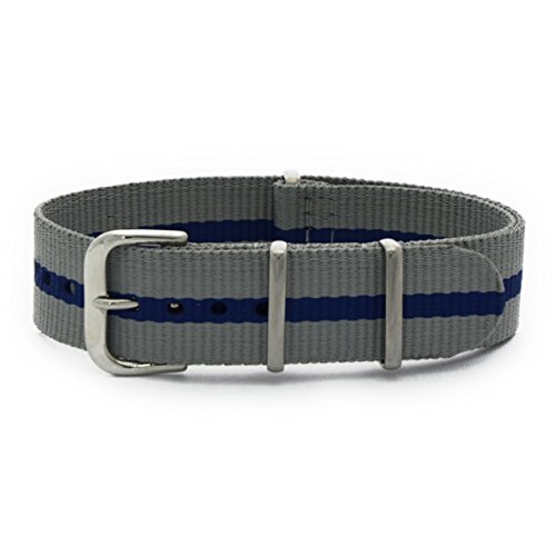 CASSIS[カシス] ナイロン 時計ベルト TYPE NATO タイプナトー 18mm グレイxブルー 交換用工具付き #141.601S322018