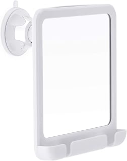 MIRRORVANA Fogless Shower Mirror for Shaving with Hook for Hanging and Anti Fog Shatterproof Surface, Fill Back Chamber/Reservoir with Hot Water for Fog Free Shave (White (Suction Cup, Rectangular, Shatterproof))
