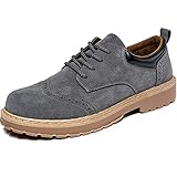 [ロムリゲン] カジュアルシューズ メンズ ワークブーツ ローカット 紳士靴 防滑 通気性 衝撃吸収 消臭 柔らかい 軽量 旅行 通勤 通学 グレー 25.5cm YL8821