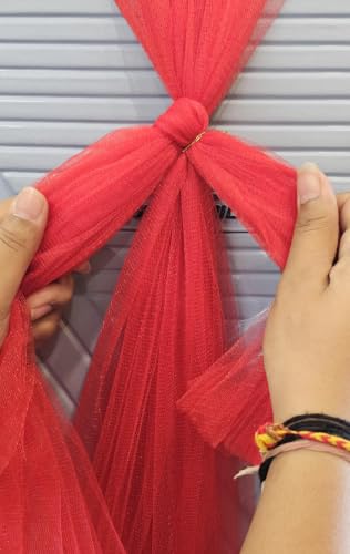 Image of SATYAM KRAFT 8 Pcs Adjustable Suitcase Net Band Reusable Ready-to-Use with Artificial Flower Bunch Trolley Bag Decoration, Suitcase & Wedding Decor, Gifting, Crafting, Wrapping, DIY Craft (Pack of 4) (Red)