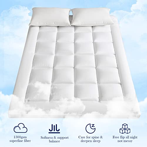 Cooling Extra Thick Twin Xl Mattress Topper, Breathable Soft 1300 Gsm Down Alternative Filled Fitted Mattress Protector 8-21" Deep Pocket, Comfort Support Back Mattress Pad Cover (39X80 In,White) #TOP2