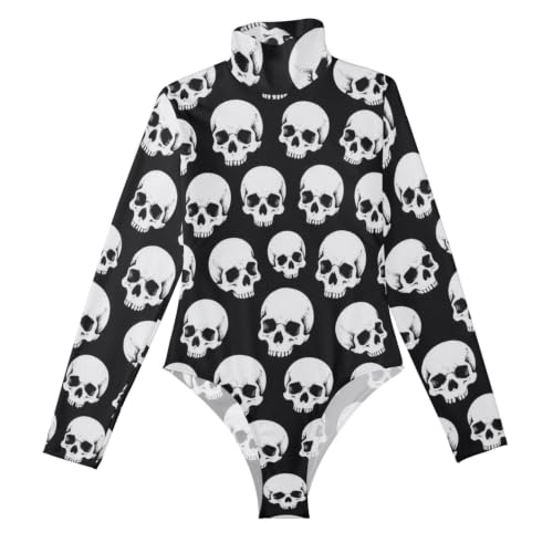 Body moldeador para mujer GuoChe reductor con mangas largas y estampado de calaveras