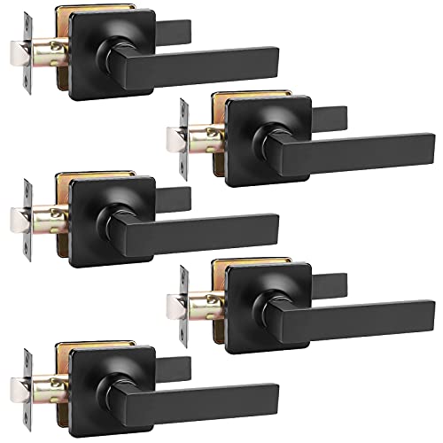 Gobekor 5 Pack Black Door Handle Closet Door Handles Square Interior Door Handles Passage Door Levers For Hallway Closet #TOP20