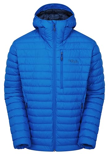 Rab Men's Microlight Alpine 700-Fill Down Hooded Puffer Jacket for Hiking & Skiing - Maya Blue - Medium