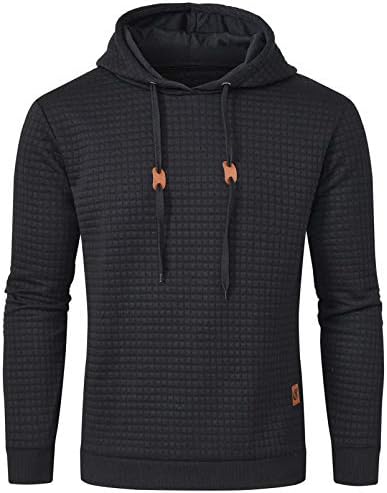 YuKaiChen Mens Casual Pullover Hoodies Midweight Hooded Sweatshirt Black Small