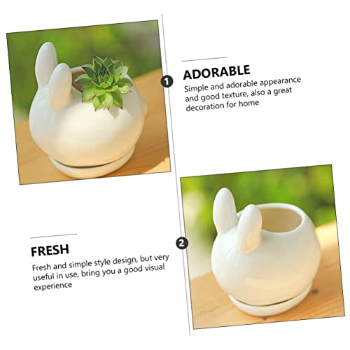 STOBAZA Pote De Coelho Decoração De Mesa De Trabalho Plantador Branco Decoração De Mesa 2 Pçs Planta