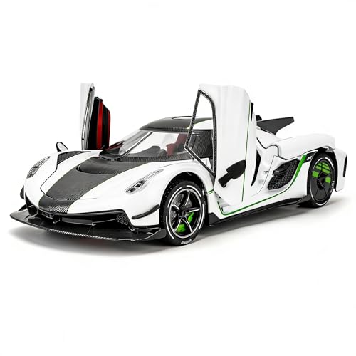TGRCM-CZ Jesko Absolut 1/24 Voiture miniature en alliage de zinc avec son et lumière pour collectionneurs et enfants de 3 ans et plus, cadeau d'anniversaire...