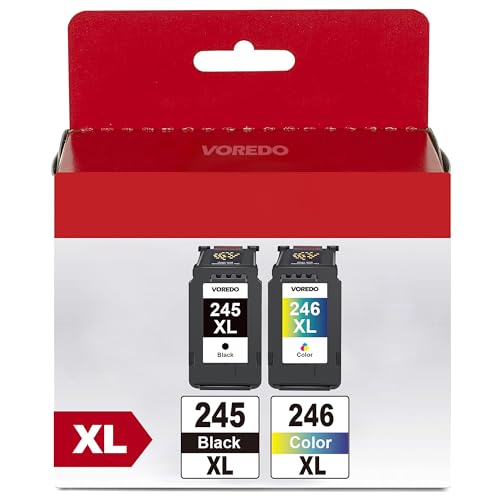 Image of 245XL Ink Cartridge 246XL Compatible for Canon 245XL Black Ink for Canon 245XL 246XL Combo Pack Use with Canon TS202 Ink Cartridges PIXMA MG2522 MX490 MX492 TR4520 TR4500 TS3322 TS3122, Black & Color