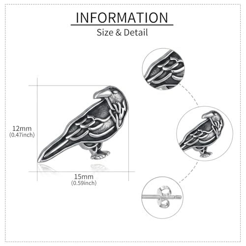 Image of Raven Stud Earrings Crow Bird Earrings Raven Stud Jewelry Gifts For Women Female Men Male Halloween