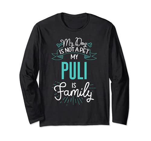 Cute Puli Design Family Dog Giftn Long Sleeve T-Shirt, Black