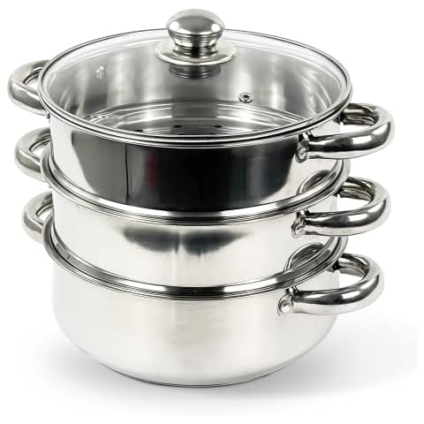 Crystals 3PC Stainless Steel Steamer Set Cover