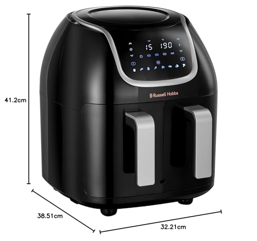Russell Hobbs 27290 Snappi 8.5L/2x 4.25L Dual Basket Air Fryer - Family Digital Airfryer with Adjustable Drawers and Cooking Sync, Black, 1800W - Image 9