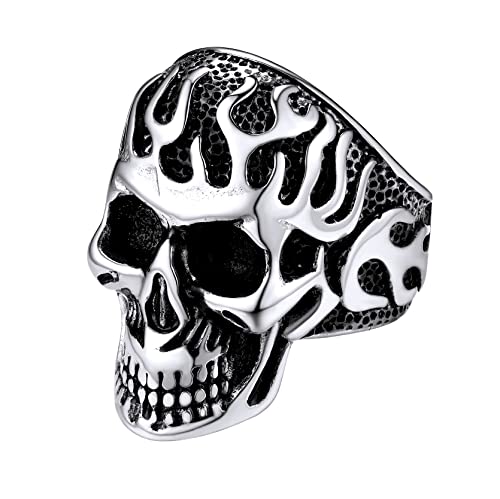 [JUNENTER] JEWELRY VOlbg oCJ[O fB[X nEBMtg XeXX`[ohO TCY8(Steel Flames Skull,14)