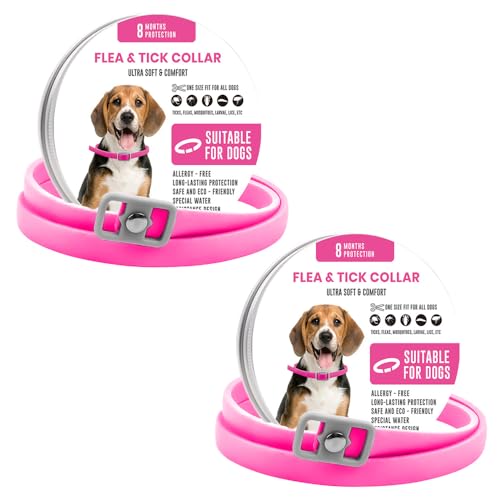 BKEPDY Collar Antiparasitario Perros Ajustable y Impermeable como pulgas Mosquitos y garrapatas al Aire Libre Collar Ajustable de 65cm para Perros y Gatos de Cualquier tamaño 2 Piezas