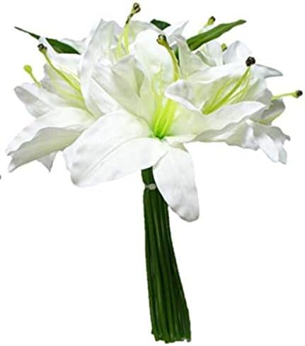 Amazon Bright And Sophia 10本 束 セット リリー 百合 ゆり アーティフィシャル フラワー 造花 枯れない カサブランカ マドンナリリー ブーケ 切り花 花束 大輪 人工 観葉植物 ギフト 撮影 ホワイト 造花 オンライン通販