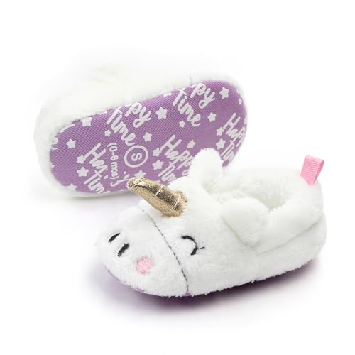 Newborn Baby Boys Girls Slipper Fluffy Fuzzy Soft Non Skid Sole Slip On House Indoor Shoes2