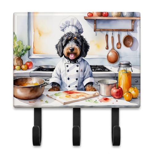 Caroline's Treasures Bernedoodle The Chef Leash or Key Holder Wall Hooks, Key Hooks Holder, Coat Rack Wall Mount, Coat Hooks, Hooks for Hanging Keys, Towels, Aprons, Leashes