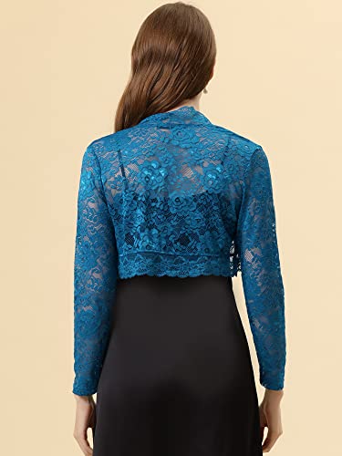 Image of Allegra K Women's Elegant Crop Cardigan Sheer Floral Lace Bolero Shrug Top