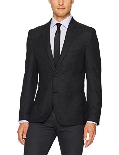 Greg Norman Men's Boxplaid Sport Coat, Black, 36 Regular