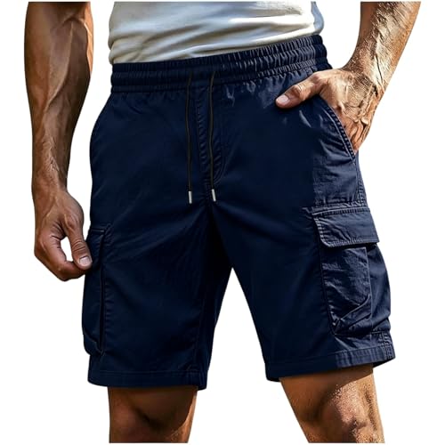 Short cargo homme d'été décontracté à taille élastique et cordon