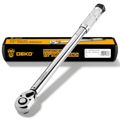 DEKOPRO Clé Dynamométrique 1/2" 170 lb-ft Jeu de Clés Dynamométriques Clé à 72 Dents ±3%, Clé à Douille Préréglée, Trousse d'Outils d'Entretien Professionnel
