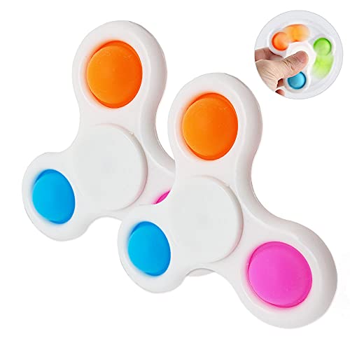 2PCS Simple Dimple Fidget Toys, Decompression Simple Sensory Toys, Silicone Fidget Spinner Toy, Hand Spinner Toys, Simple Office and Desk Toys for Kids Adults