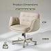 amseatec Criss Cross Chair with Armrests & Wheels, PU Leather Vanity Chair, Comfortable Adjustable Swivel Computer Office Desk Chairs for Home, Make Up, Bed Room (Cream)