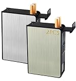 Portasigarette automatico a scomparsa for 20 sigarette, portasigarette rigido in metallo portatile, contenitore for sigarette in alluminio + ABS antiurto(Gray with gold)