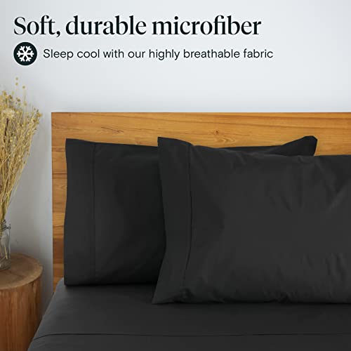 Luxclub 6 Pc Sheet Set Sheets Deep Pockets 18" Eco Friendly Wrinkle Free Sheets Machine Washable Hotel Bedding Silky Soft - Black Queen #TOP6