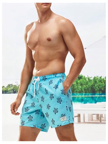 Floerns Men's Turtle Print Swim Trunk Mesh Lining Quick Dry Bathing Suit Board Shorts4